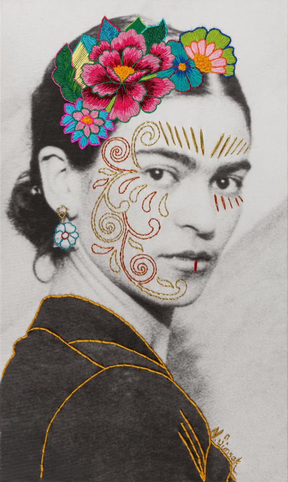 Frida Kahlo - Canvas Üzeri Nakış Çalışması - 70x100 cm