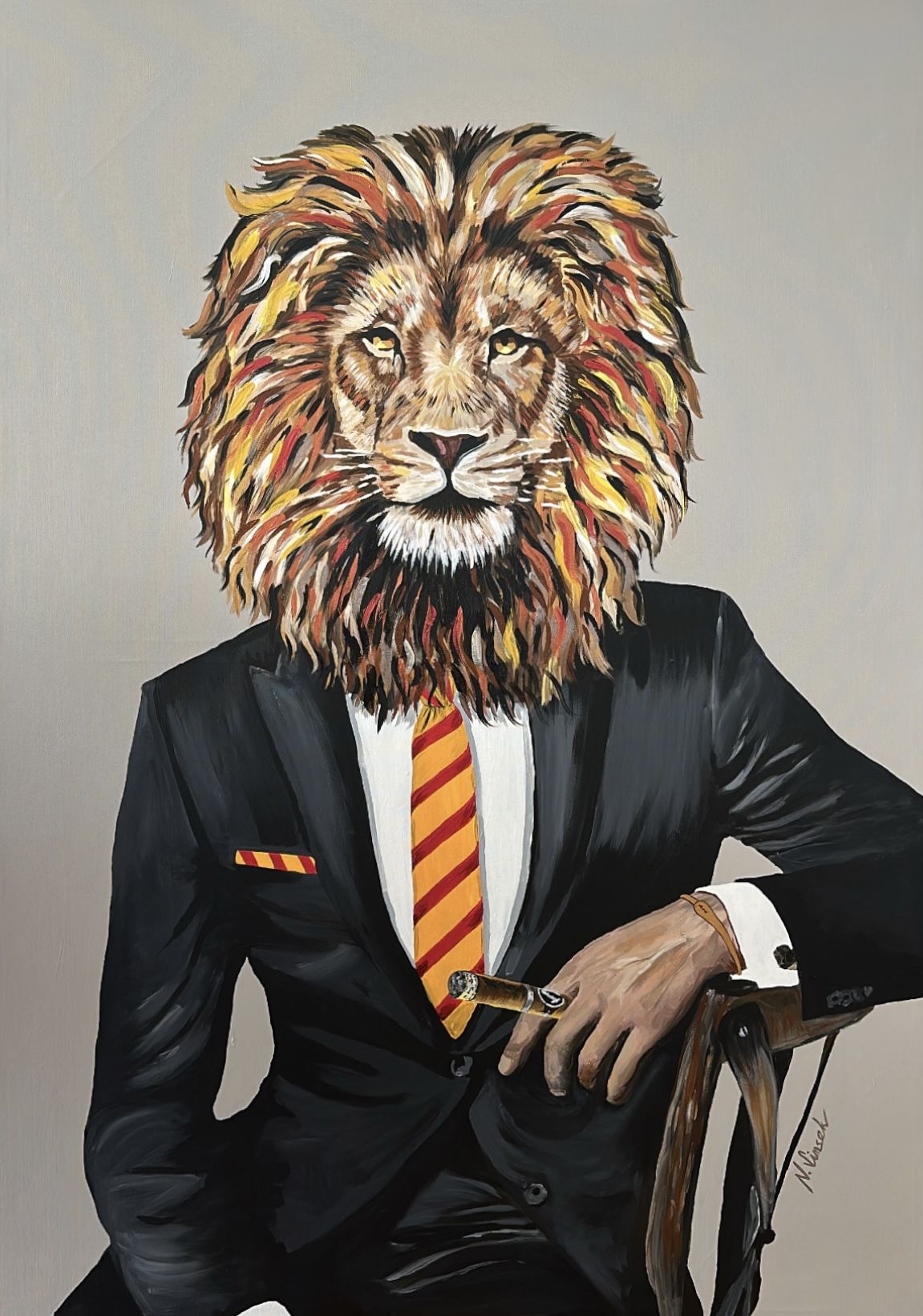 Aslan - Tuval Üzeri Akrilik Boya - 100x140 cm