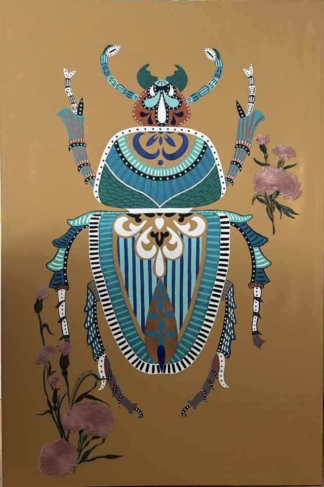 Doğanın Renkli Dansı - Tuval Üzeri Akrilik Boya ve Patch - 100x140 cm