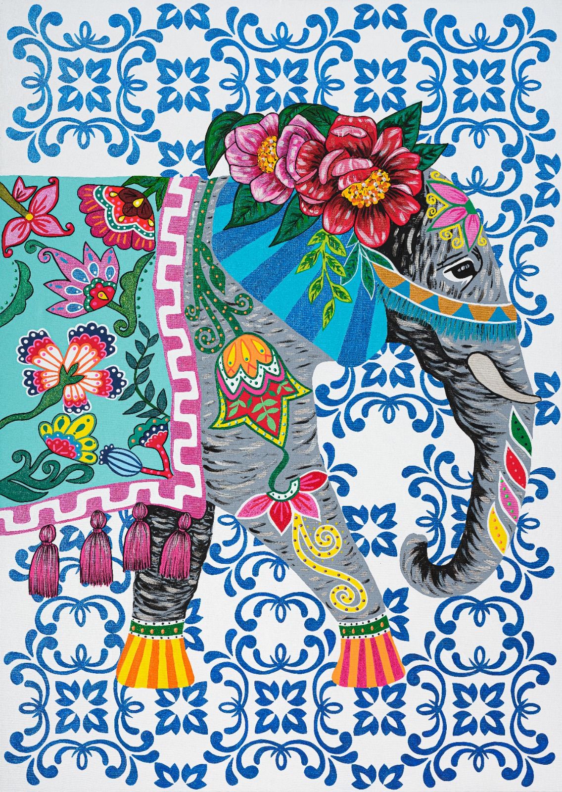 Fil Festivali - Tuval Üzeri Akrilik Boya - 100x140 cm
