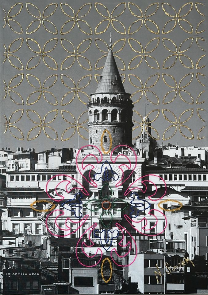 Galata Kulesi - Tuval Üzeri Dijital Baskı Nakış Çalışması - 50x70 cm
