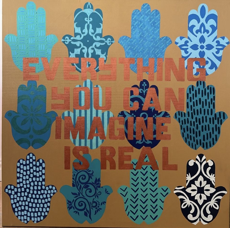Hamsa (Fatma'nın Eli) - Tuval Üzeri Akrilik Boya Çalışması - 100x100cm