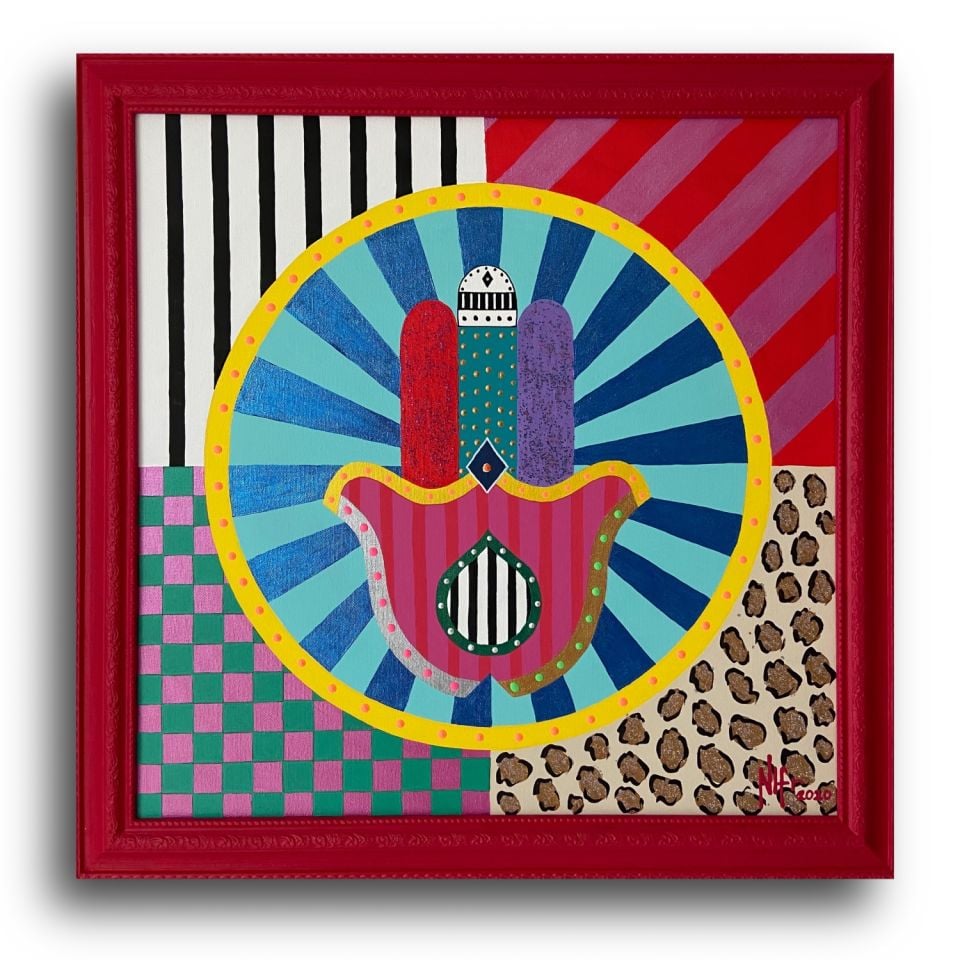 Hamsa (Fatma'nın Eli) - Tuval Üzeri Akrilik Boya Çalışması - 50x50cm