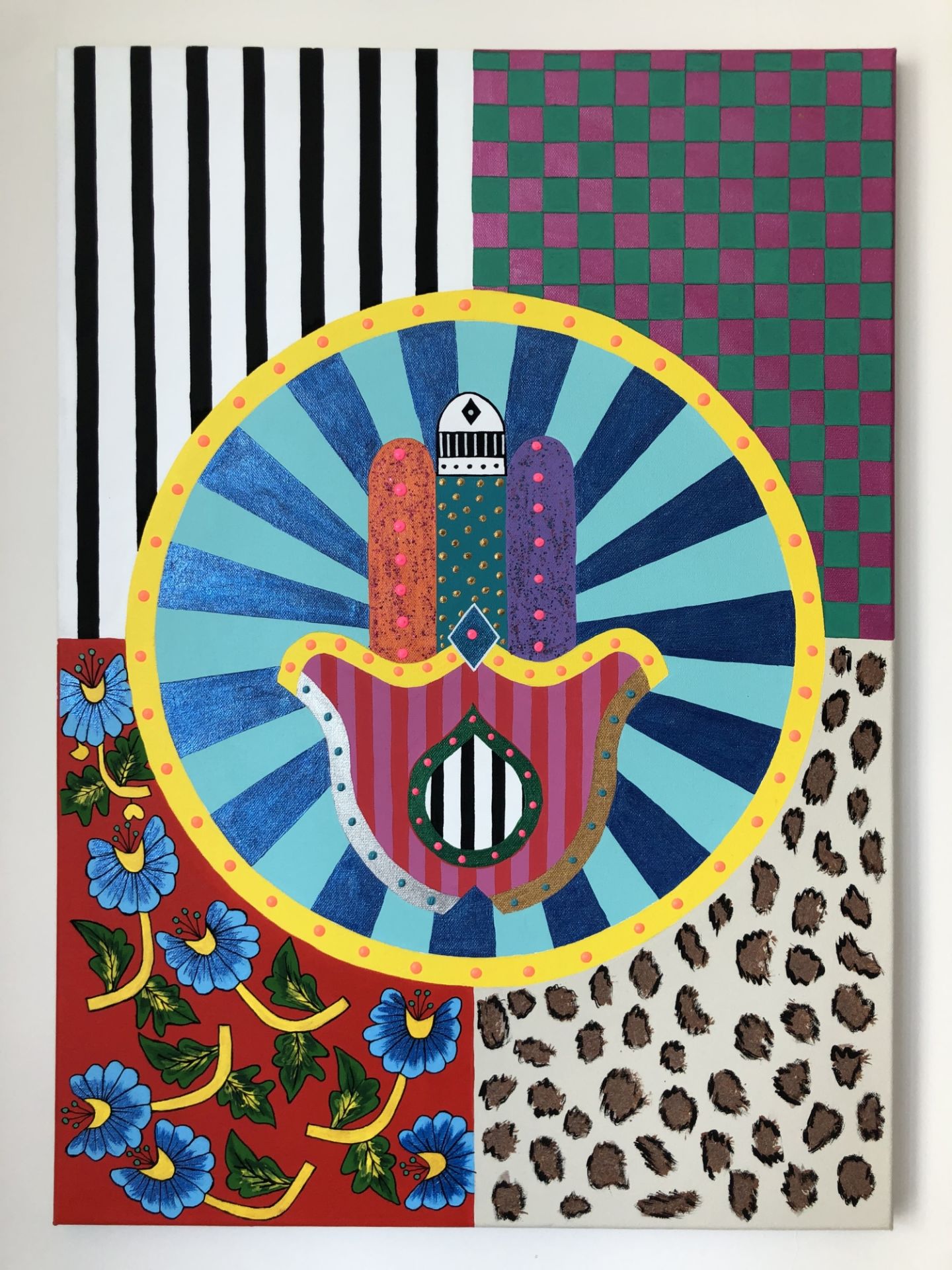Hamsa (Fatma'nın Eli) - Tuval Üzeri Akrilik Boya Çalışması - 50x70cm