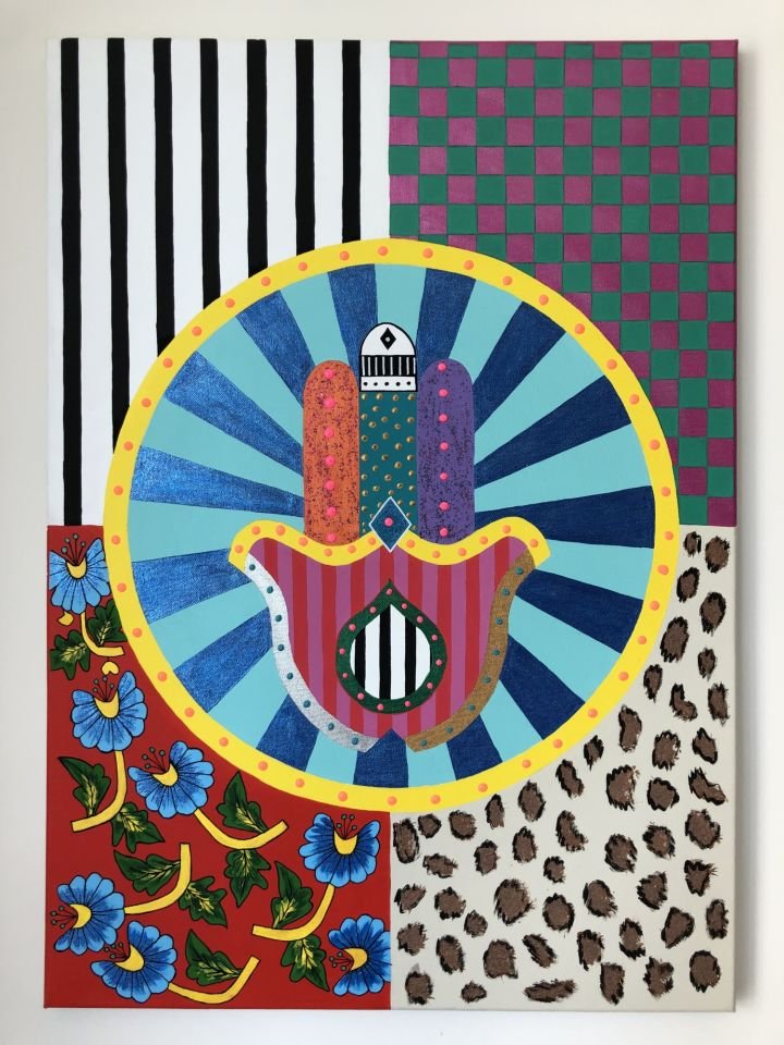 Hamsa (Fatma'nın Eli) - Tuval Üzeri Akrilik Boya Çalışması - 50x70cm
