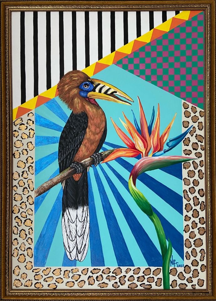 Kuş - Tuval Üzeri Akrilik Boya - 50x70 cm